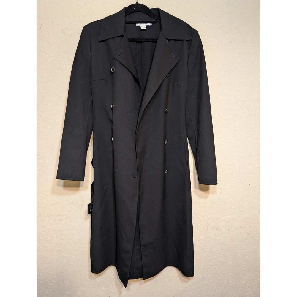 Michael‎ Kors Black Wool Blend Trench Coat Belted Made in Italy Size 8 (READ)